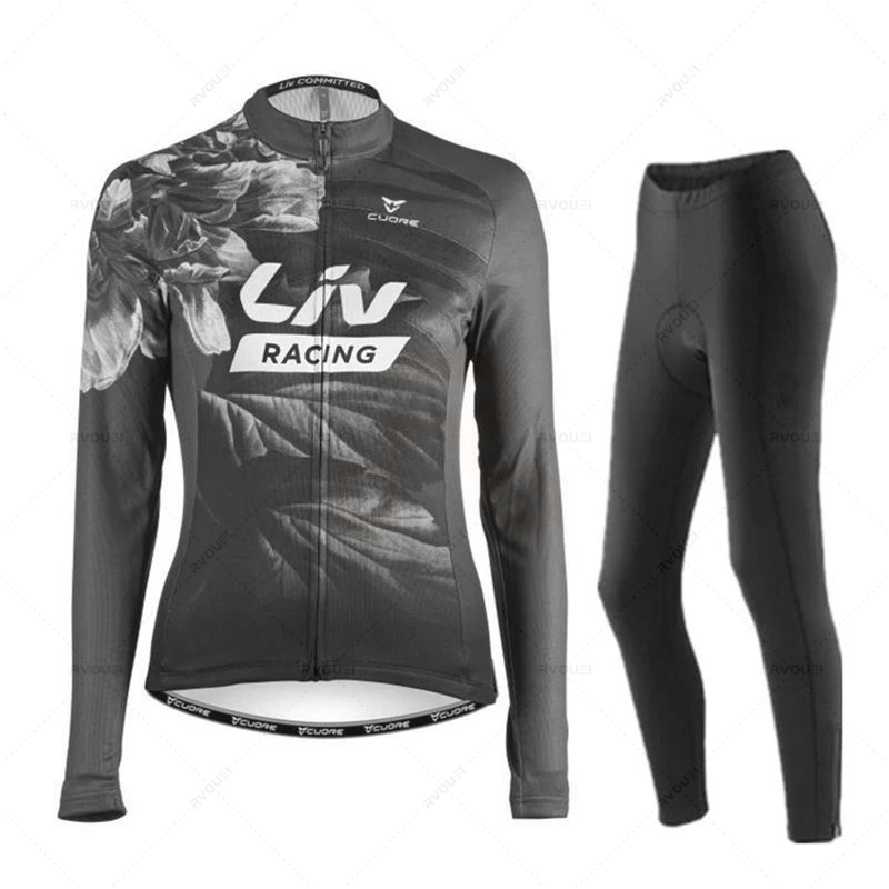 Liv Women Autumn Cycling Jersey Set Long Sleeve Breathable Clothing MTB Maillot Ropa Ciclismo Bicycle Sportswear Bike Uniform