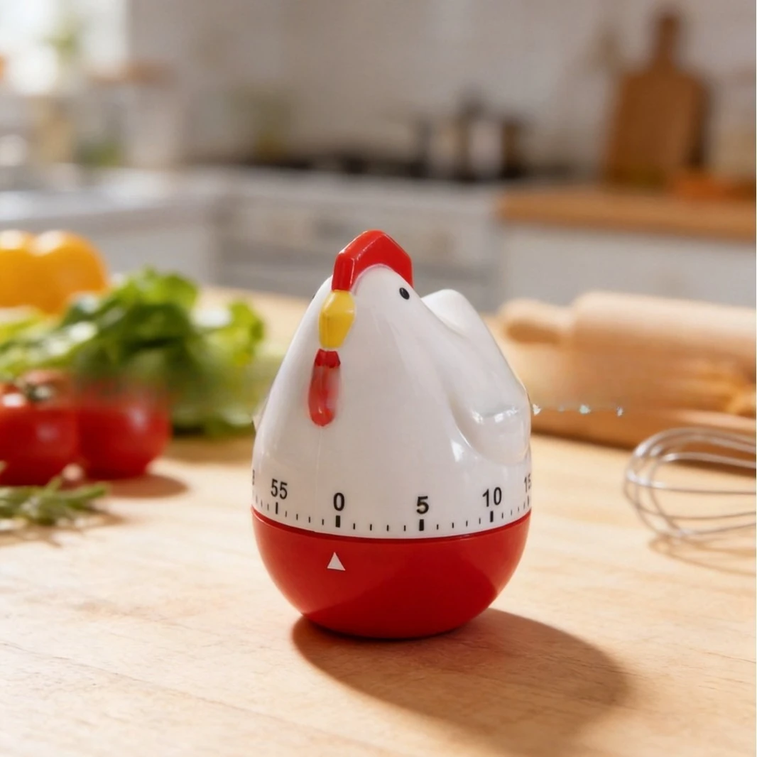 60Minute Cute Chicken Timer Precision Mechanical Kitchen Timer Baking Alarm Timer Cooking Countdown Reminder Time Manager Device