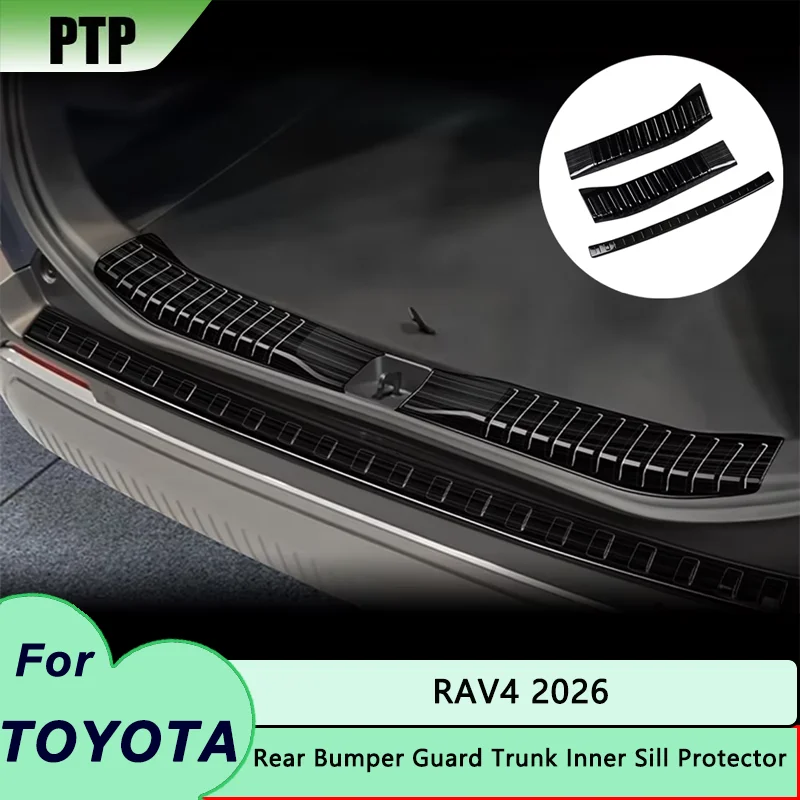 For Toyota RAV4 2026 Stainless Steel Anti-Scratch Guard Strip Rear Bumper Protection Inner Trunk Sill Plate Trim Accessory