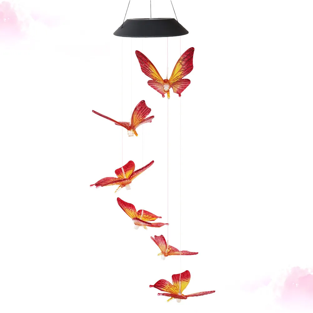 Solar Wind Chime Light 6 Leds Color Changing Outdoor LED Light Automatic Solar Powered Hanging Lights for Yard Patio Porch