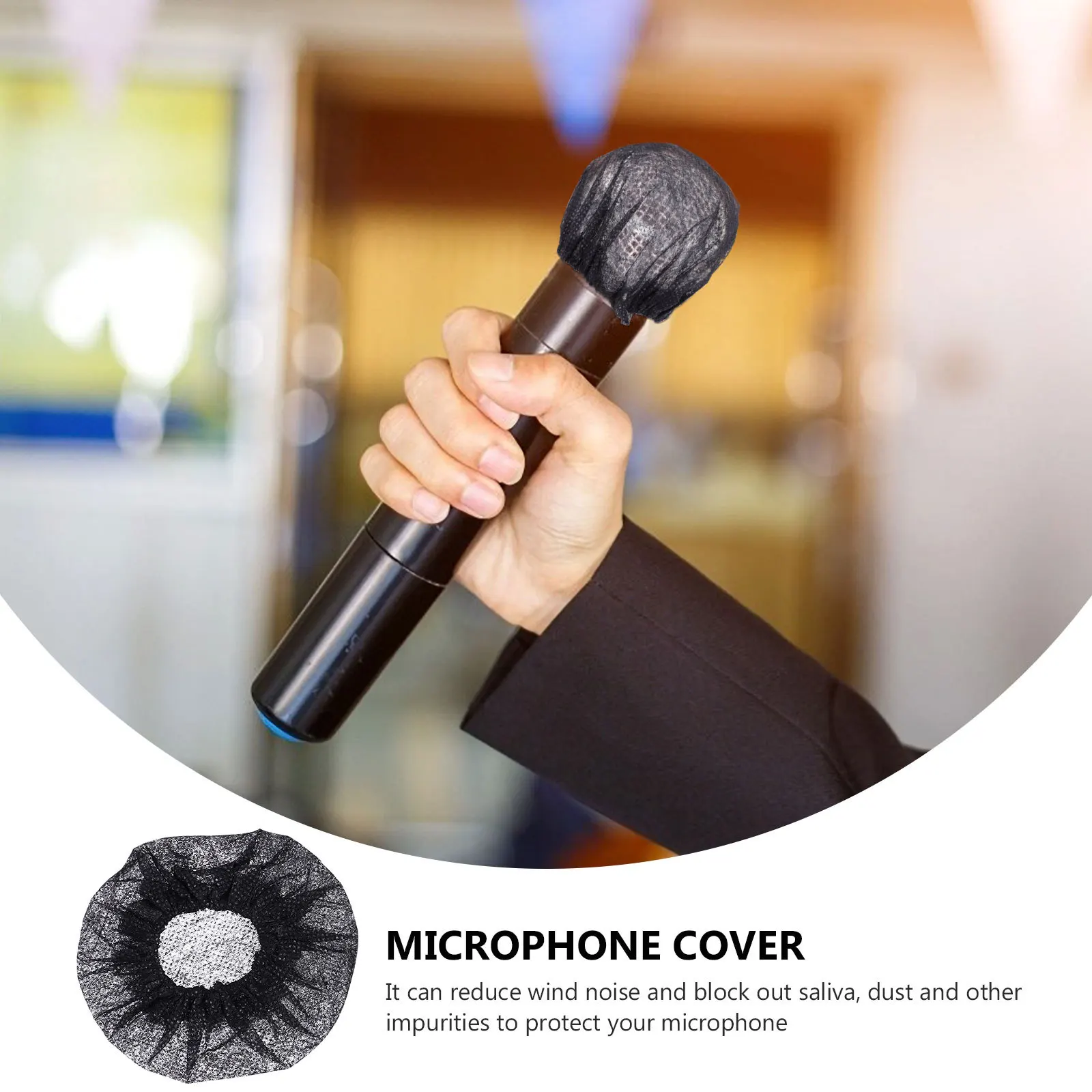 

100pcs Nonwoven Microphone Cover Disposable Mic Protector For Karaoke Ktv Windscreen Microphone Accessory Dust Proof Cover