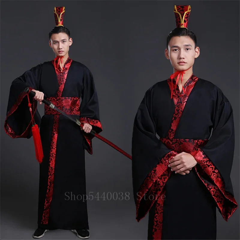 Vestido Hanfu tradicional chinês para homem, trajes de dança oriental, trajes de cosplay da dinastia Han, desempenho antigo, palco popular, ano novo