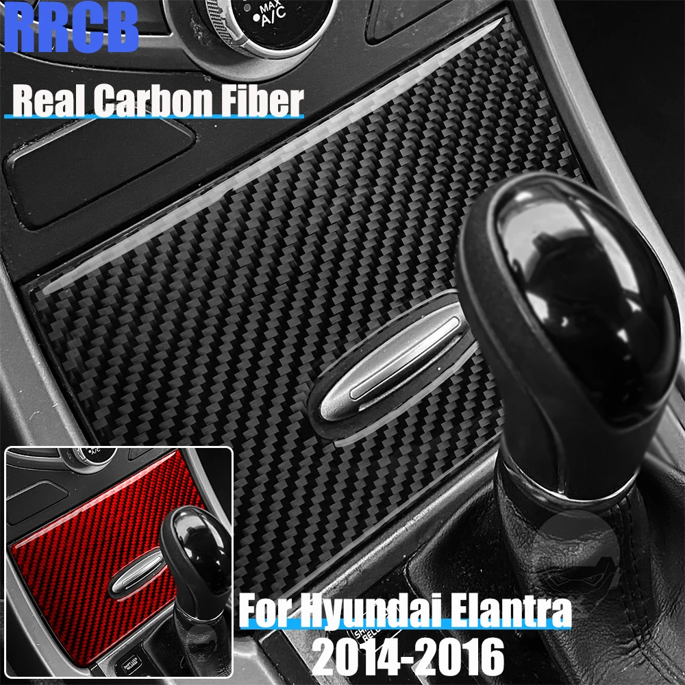 

Real Carbon Fiber Car Accessories Center Console Storage Decorative Trim Soft Cover Sticker For Hyundai Elantra 2014 2015 2016