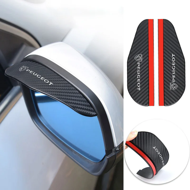 Car Rearview Mirror Rain Eyebrow Carbon Fiber For Peugeot 408 4008 308 3008 Rifter 5008 508 2008 208 301 RCZ 407 108 Accessories