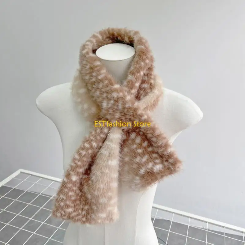 

Y5GC Reindeer Plush Headband Scarf Christmas Warm Headwear Accessory For Women Kids Winter Warmth Holiday Costume Props