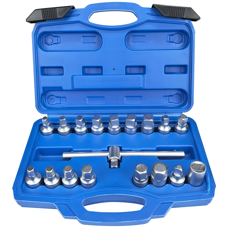 18pc Oil Drain Plug Key Set, Suitable for Gear Boxes and Back Axle