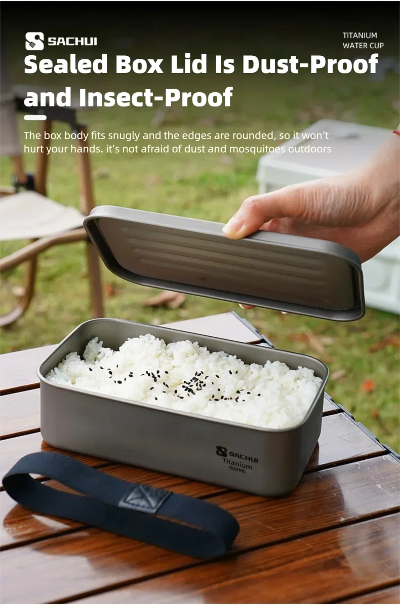 Einschichtige Lunchbox aus reinem Titan für Outdoor-Camping, langlebige, versiegelte Mahlzeitenbox, leichte, tragbare Bento-Box, Lebensmittelbehälter für zu Hause – Detail 6
