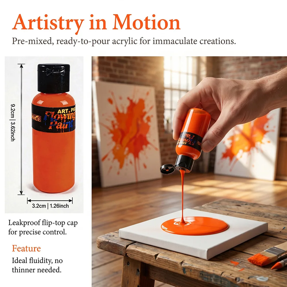 4 Morandi Colors Pouring Acrylic Paint Set 50ml DIY Fluid Art Pigment for Canvas Stone Fluid Bear Hand Painting Craft Supplies