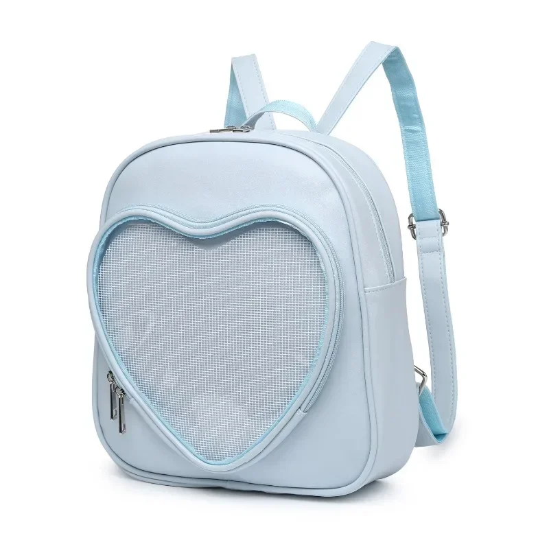 Sweet Heart Ita Bag Fashion Trendy PU Ita Backpacks Teenage Girls 2024 Candy Color Transparent School Bags Bolsos Mujer