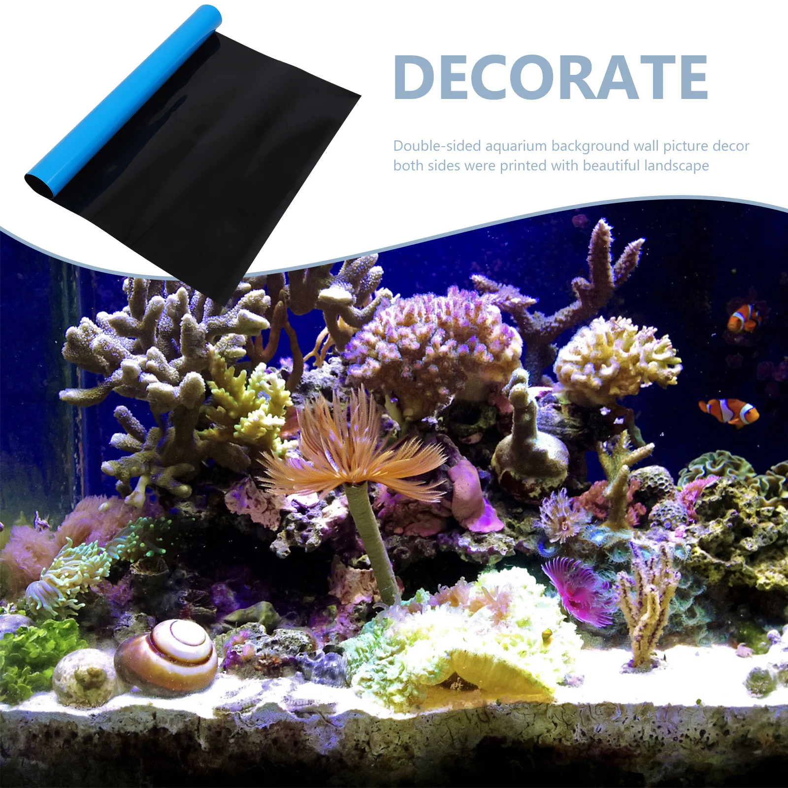 

Fish Tank Background Paper Aquarium Wallpaper Thickened Double-Side Sticker Waterproof Fade Resistant Easy Apply Decor For