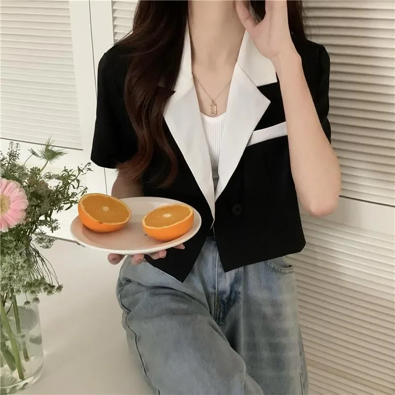 Korean Style Blazers for Women Loose Single Button Design Notched Students Spring Summer Clothing All-match Fashion Niche Simple