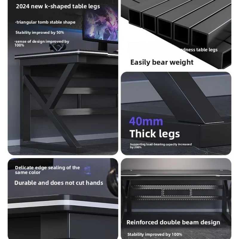 Manufacturer Gaming Computer Desk Office Furniture Ergonomic Esports Gaming Desk Thick Desktop Home Office Table PC Setup Direct