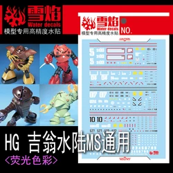 Model Decals Water Slide Decals Tool For 1/144 HG Zeong Amphibious MS General Fluorescent Sticker Models Toy Accessories