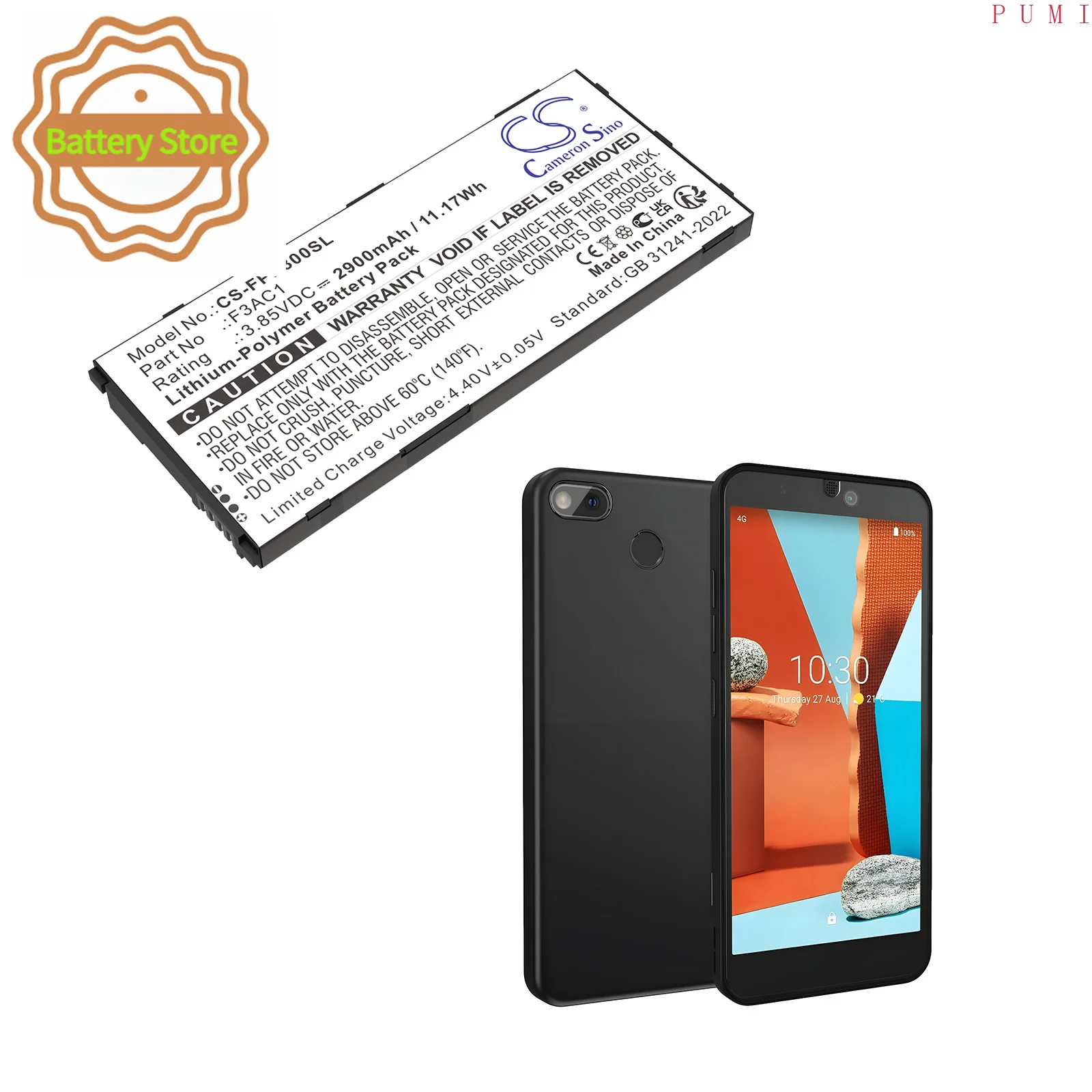 CS Replacement Battery for Fairphone Fairphone 3,Fairphone 3+ PN:F3AC1 2900mAh / 11.17Wh