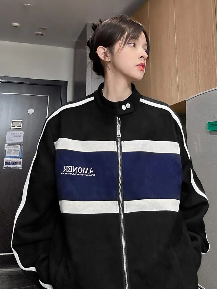 

Ретро-куртка из замши в американском стиле для мужчин, весенне-осенняя, модная, брендовая, с воротником-стойкой, мотоциклетная, высококачественная, в стиле пилот.