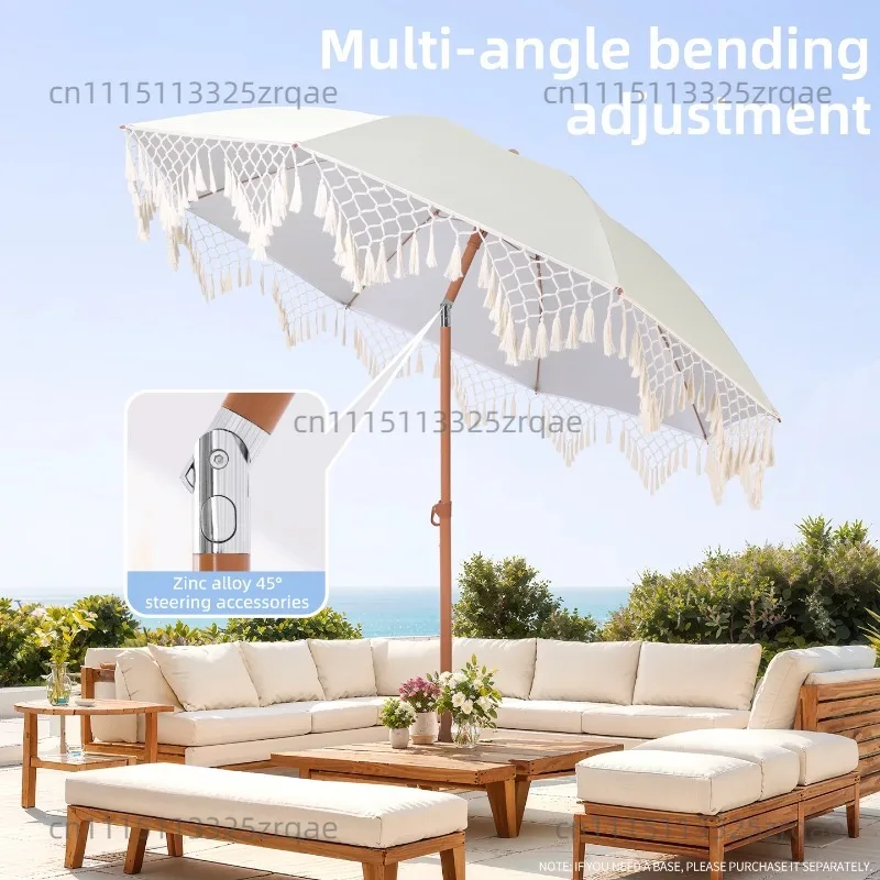 Seaside Resort Beach Umbrella Courtyard Umbrella Tassel Pool Sun Protection Terrace Parasol No Base