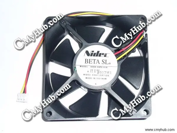 For Nidec D08A 24PG 01B DC24V 0.11A 8025 8CM 80mm 80x80x25mm 3Wire Cooling Fan D08A-24PG  24PG 01B