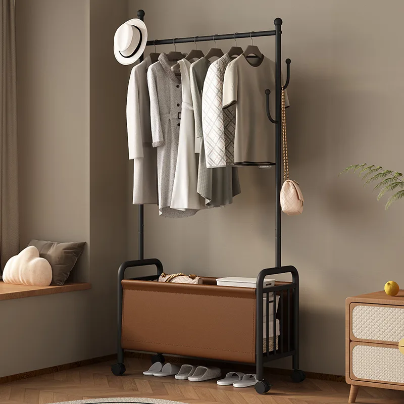 ey-Movable floor coat rack bedroom apartment light luxury clothing rack space saving muebles para