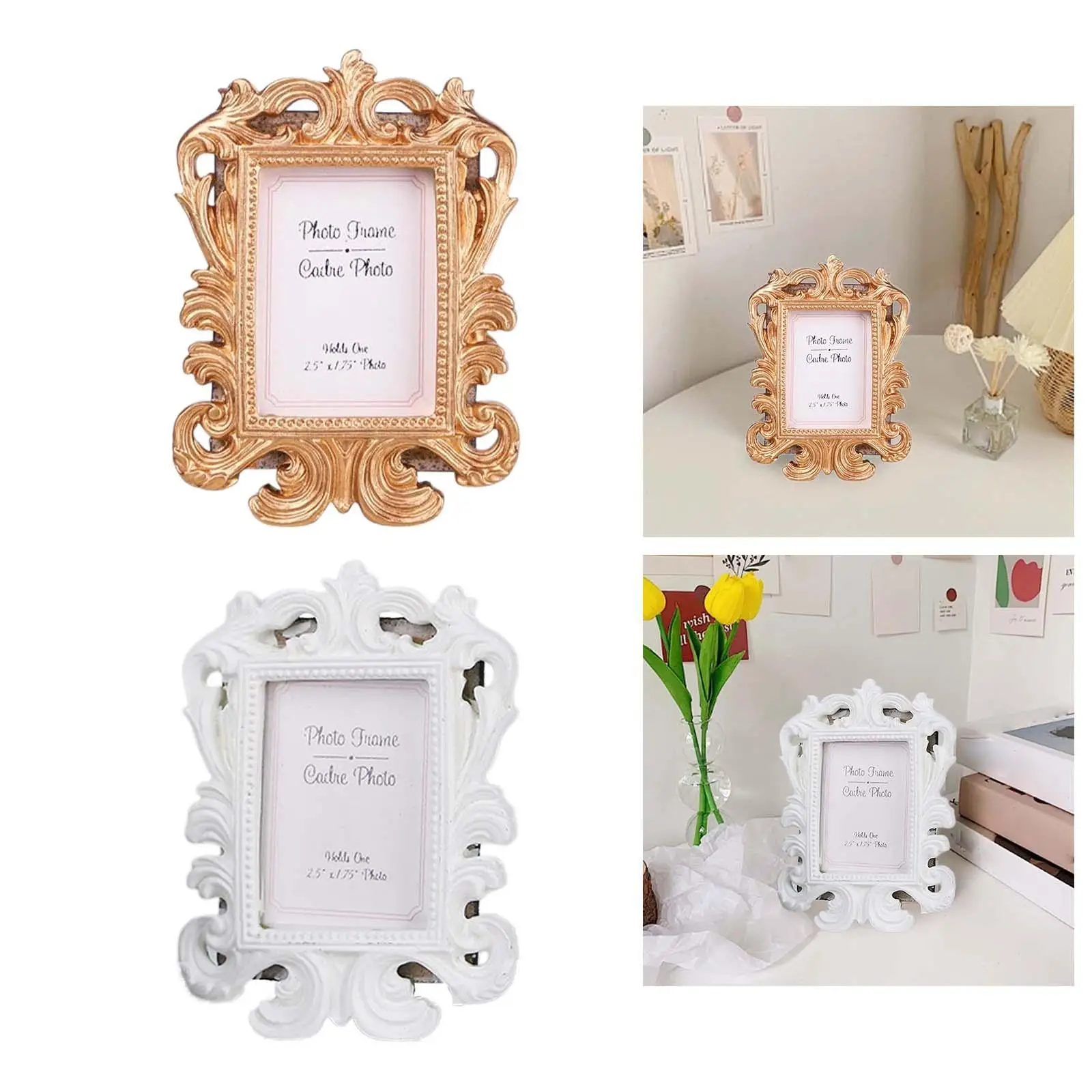 Vintage Picture Frame Tabletop Photo Frame Elegant Resin Baroque Photo Display Holder Retro Photo Frame for Tabletop Gift