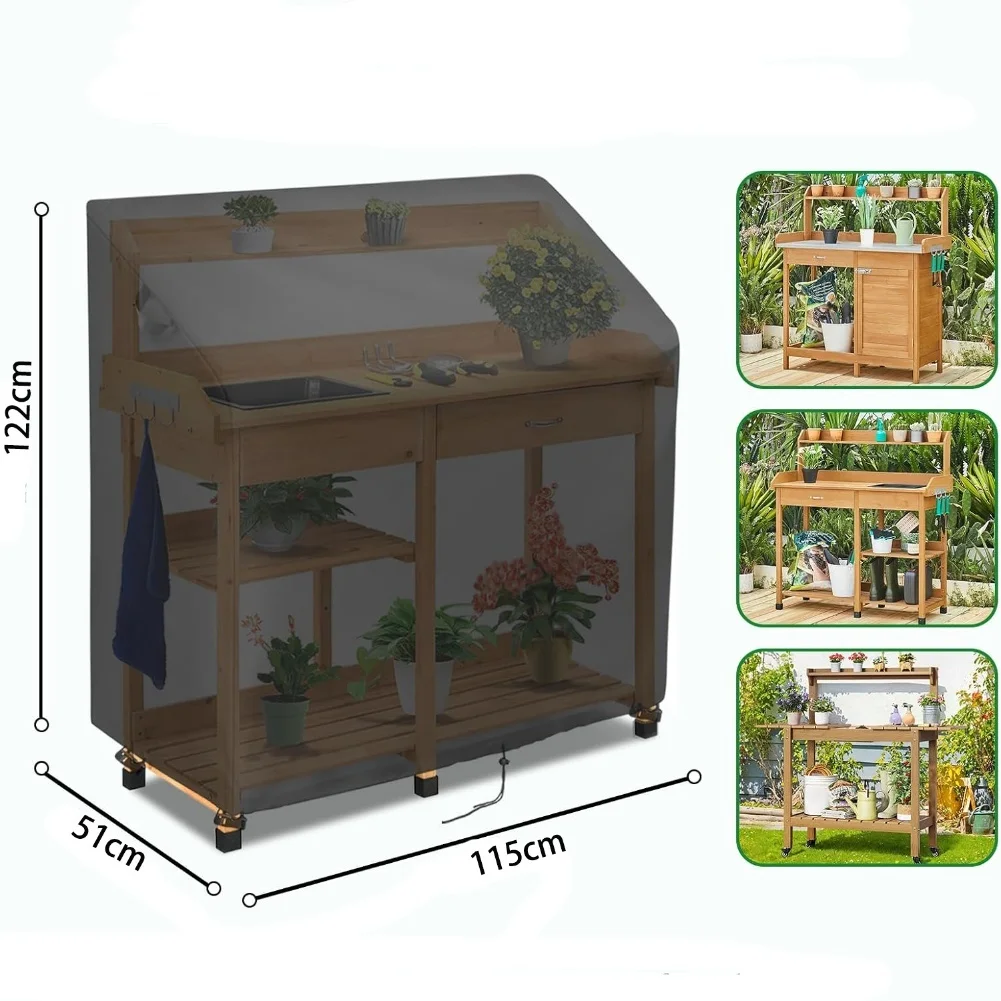 Outdoor Gardening Potting Bench Cover Garden Table Protector 210D Oxford Cloth Waterproof Material For Garden Tables