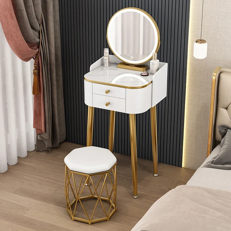 Storage Led Lights Dressing Table Luxury Nordic Bedroom Home Makeup Dressing  Girls Coiffeuse De Chambre Decoration