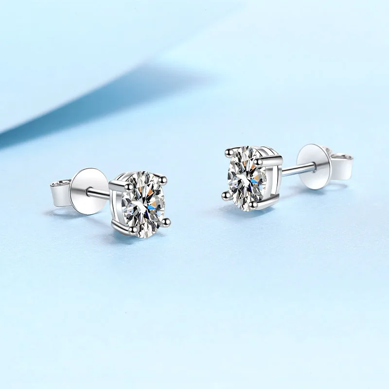 Classic PT950 Platinum female Earrings 0.5/1/2ct Oval Cut Moissanite D color Stud Earring for Women Luxury Wedding Party Jewelry