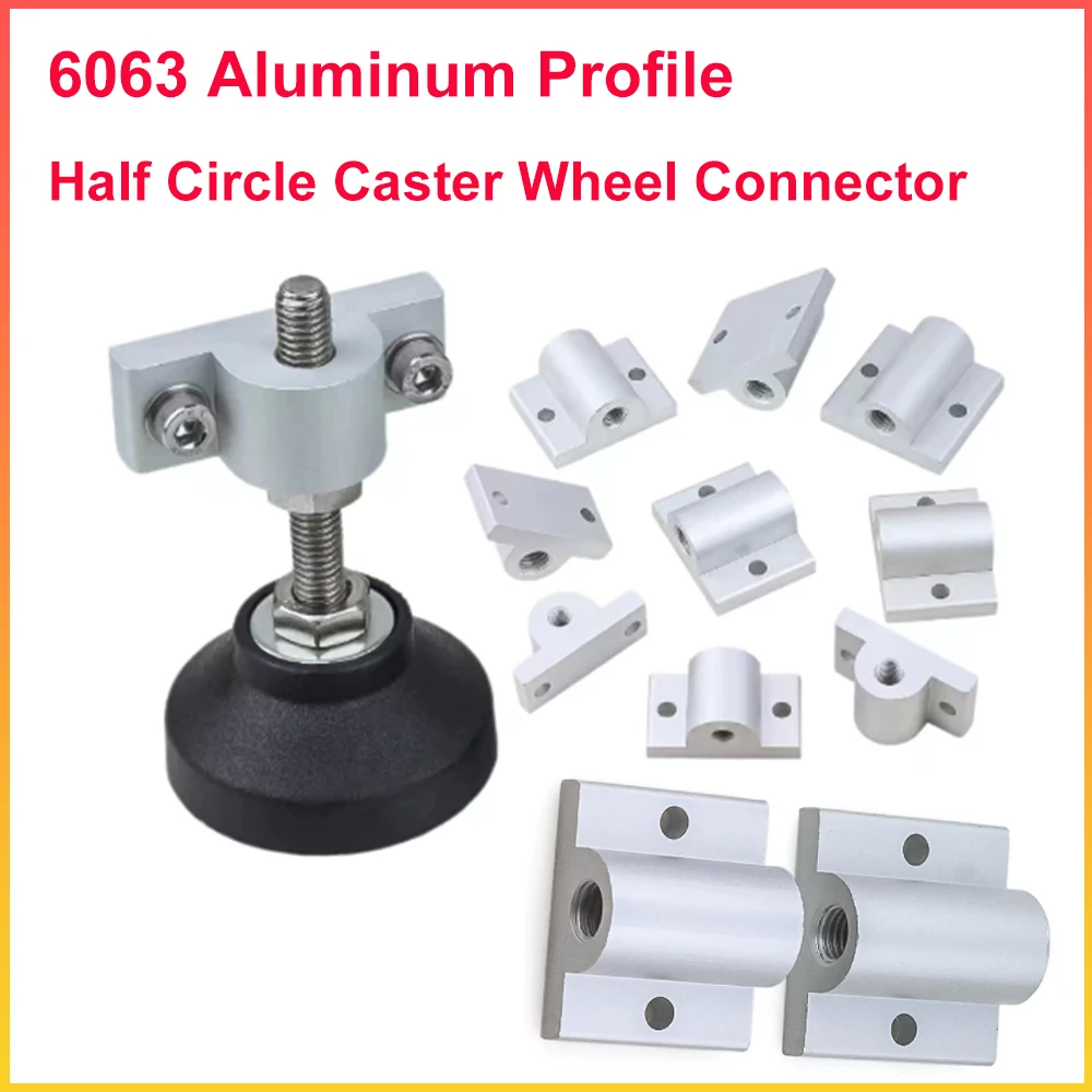 1pcs Half Circle Caster Wheel Connector Fixed Extruded Corner Code Bracket 6063 Aluminum Profile Plate Holder 2020/3030-5050