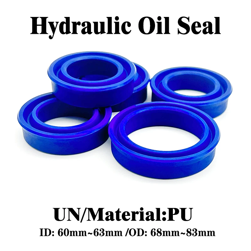 

Blue Polyurethane UN Piston Oil Seal for Hydraulic Systems Resists Swell Hardening from Hydraulic Fluids ID 60~63mm OD 68mm~83mm
