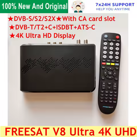 [Genuine] 2025 FREESAT V8 Ultra Built-in FunCam DVB-S/S2/S2X+T/T2 ISDB-T/Cable/ATSC-C 4K UHD WiFi With Smart Card Reader TV Box