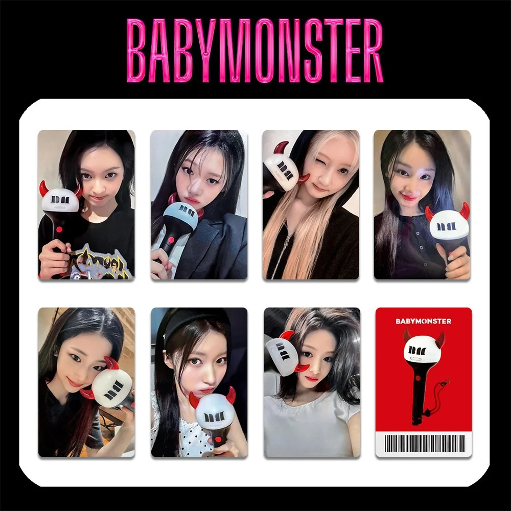 KPOP 7Pcs BABYMONSTER RUKA RORA LightStick Photocards Double-sided Bright Film Cards ASA CHIQUITA PHARITA Fans Card Collection