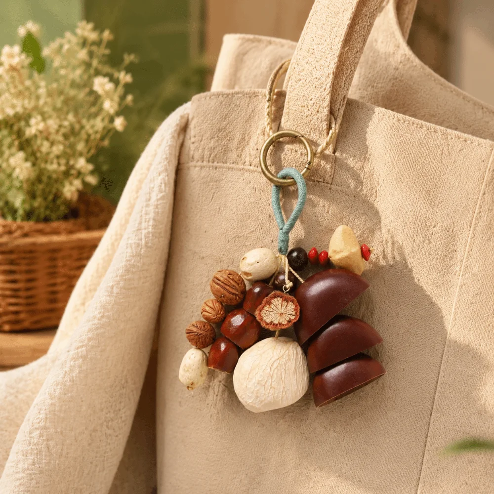 Forest Style Bell Bag Charm Portable Decor Soothing Sound Handmade Wind Chime Pendant Bohemian Style Handmade Woven Wind Chime