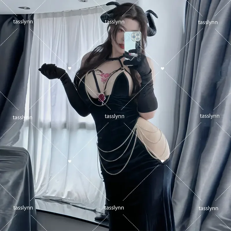 Anime Cosplay Overlord Albedo Cosplay Costumes Albedo Dress Succubus Black Christmas Dress Halloween Costumes