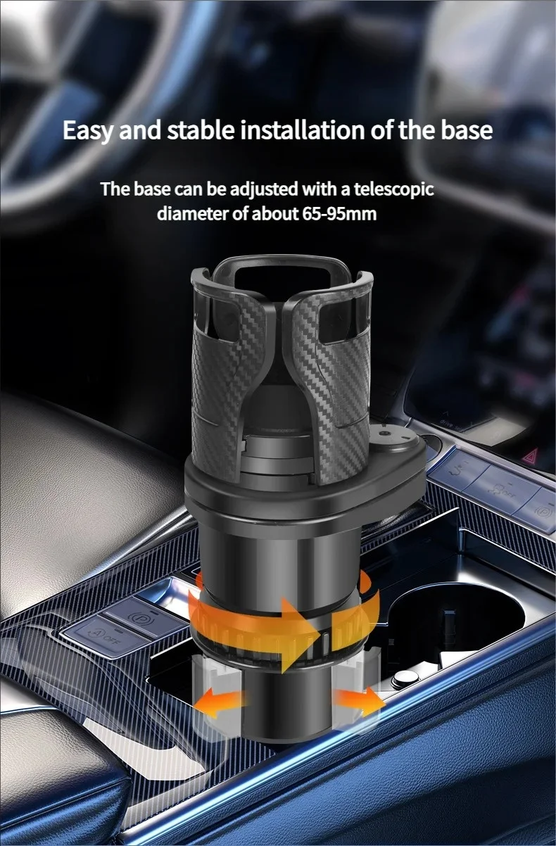 Verstellbarer Doppel-Auto-Getränkehalter 360 Grad Drehbar Rutschfester Becherhalter Multifunktionaler Erweiterer für Fahrzeug-Teebecher Wasserbecher-Ständer – Detail 5