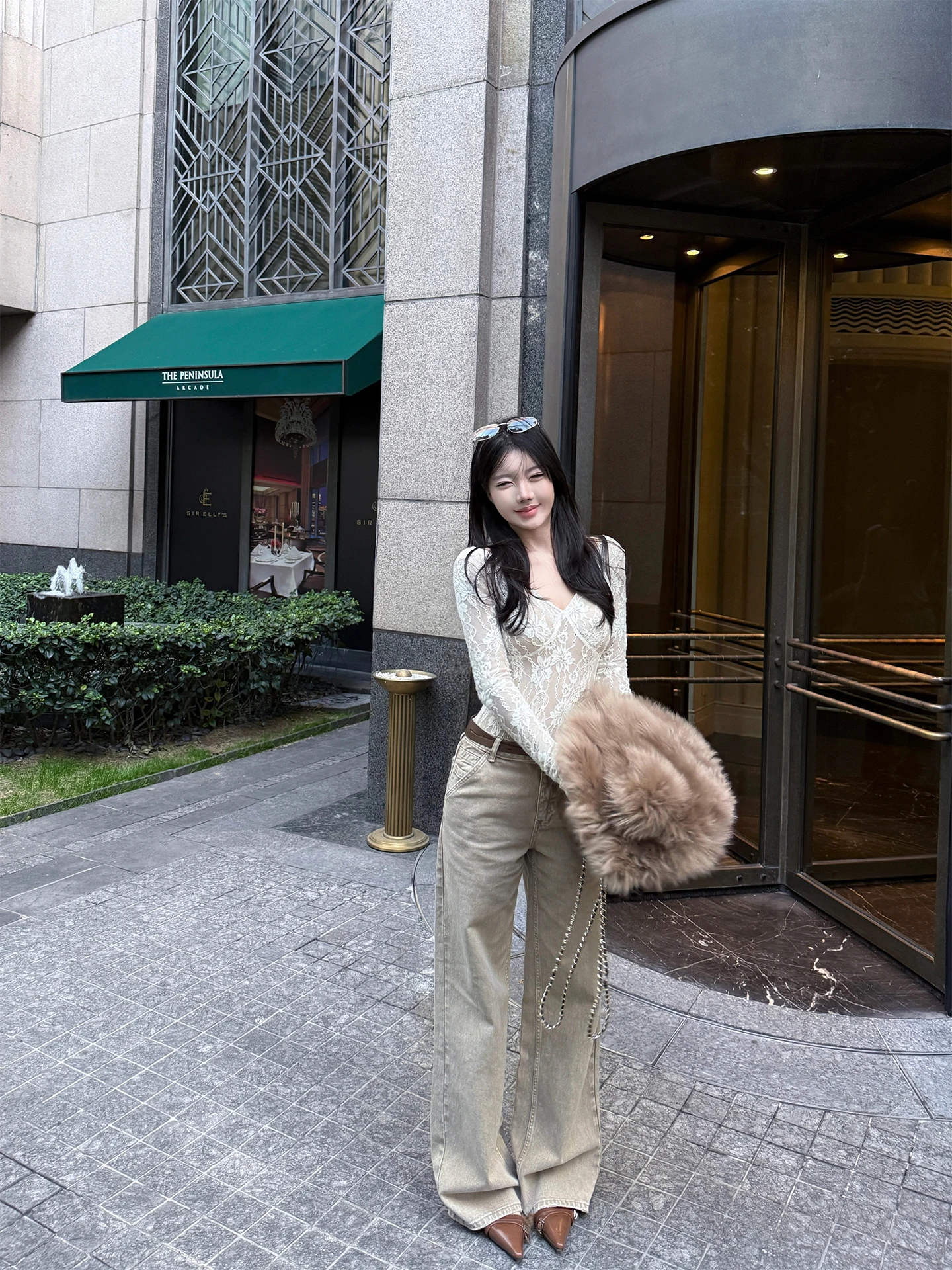 

Khaki Wide Leg Jeans Women Loose Fit Slimming Straight Loose Cotton High Waist Trousers Versatile Floor-Length Pants