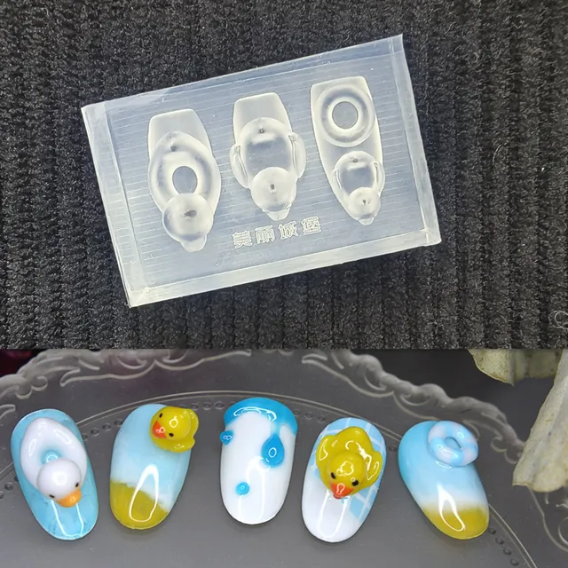 1szt Kaczka Niedźwiedź Kot Pies Zwierzęta 3D Akrylowa forma do paznokci Ozdoby do paznokci DIY Design Silikonowe szablony do paznokci Forma do paznokci