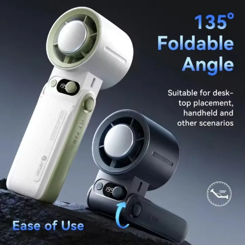 Portable Handheld Turbo Fan 199Gear Strong Wind Speed LED Digital Display 135°Foldable Outdoor 3-in-1 Handheld Fan 8000mAh F5PRO