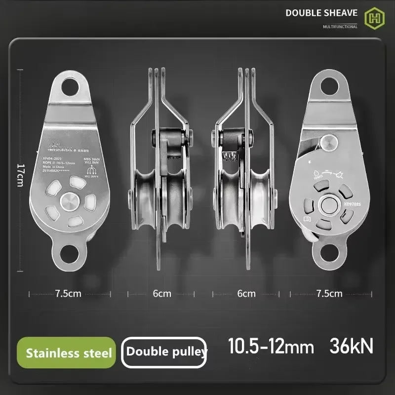 for Xinda Stainless Steel Self-Locking Pulley Block Manual Hoist Device Labor-Saving Lifting System for Ascending and