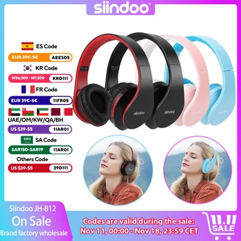 Siindoo JH-812 Kabelloser Kopfhörer, faltbar, Stereo-BT5.1-Ohrhörer, Musik-Headset, FM und unterstützt SD-Karte mit Mikrofon für mobile PC-TV