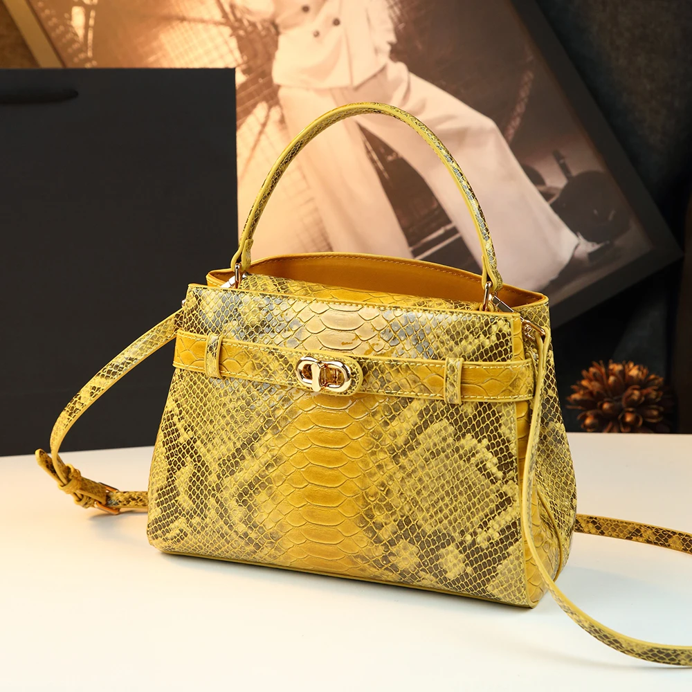 2026 New Luxury Designer Snake Pattern Handbags for Women  Snakeskin Top-handle Bag Vintage Buckle Shoulder Crossbody Bag - view 2