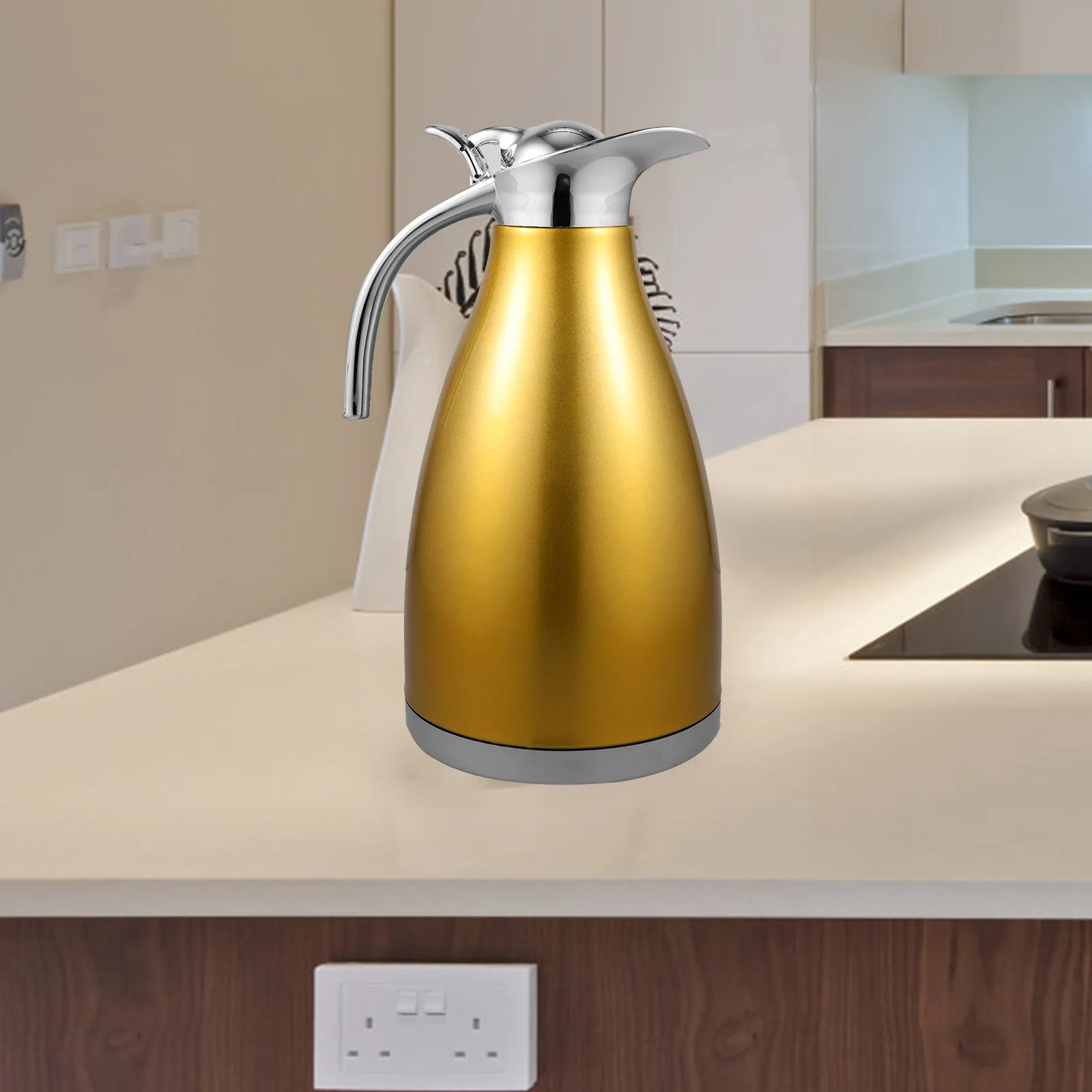 

2L Golden Stylish Thermal Bottle Stainless Steel Vacuum Pot Insulated Water Kettle Safe Easy Clean Vacuum Pot