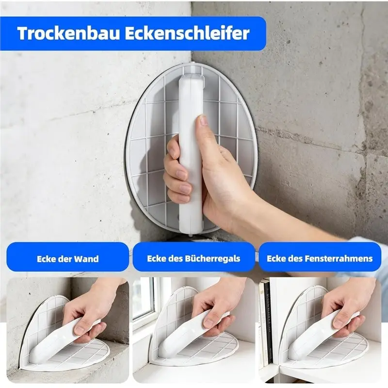 [NEWA08R】 Drywall Corner Sander Sanding Tool With Half Round Hand Sander, 15 Pieces 225 Mm Sandpaper 120/180/240 Grit