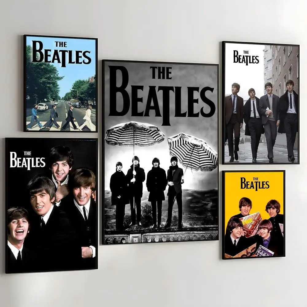 Rock Band The B-B-Beatles-es Painting Calligraphy Self Adhesive Wall Art Waterproof Print For Bedroom Hallway Home Decor