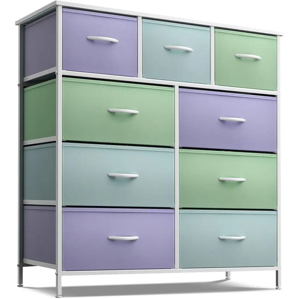 

Kids Dresser with 9 Drawers Furniture Storage Chest Tower Unit for Bedroom, Hallway, Closet, Office Organization Steel Frame, W