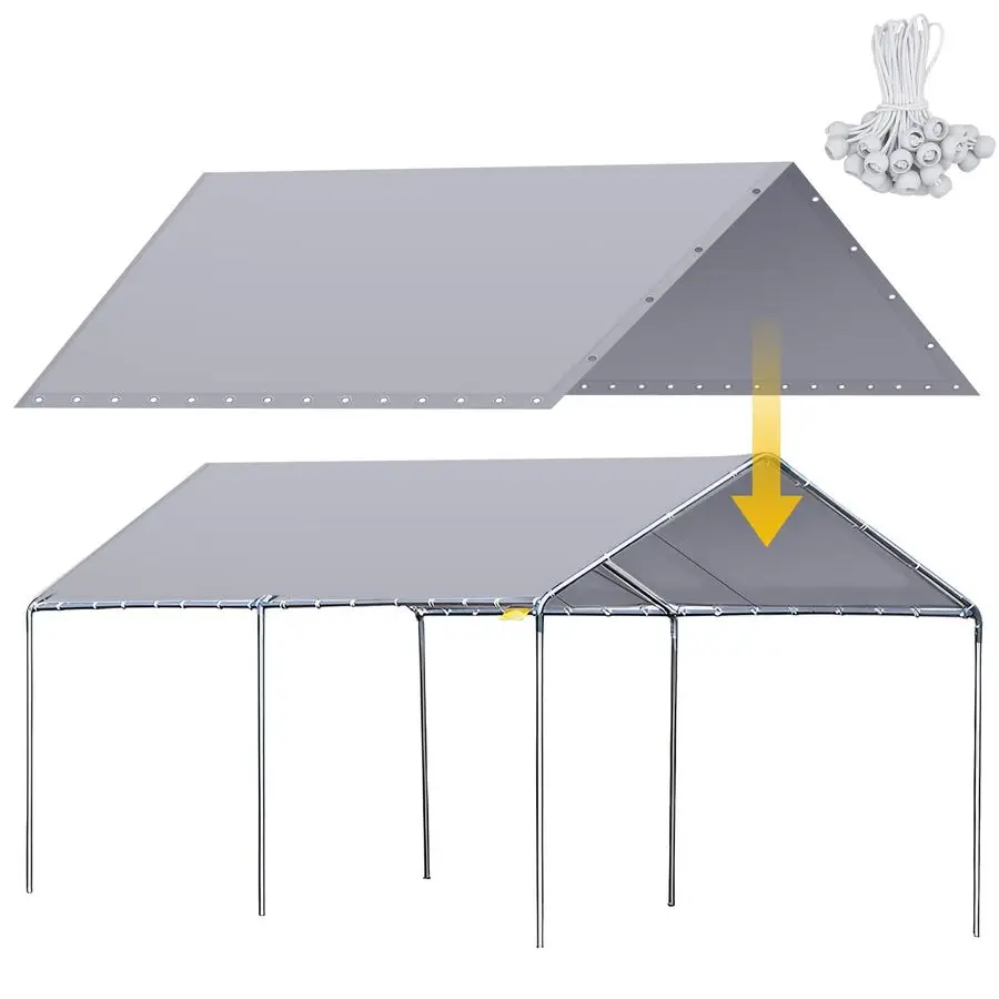 

x 20 ft Heavy Duty Canopy Replacement Cover Waterproof Carport Garage Car Shelter Tarp Tent for Car Canopy with 50 Customizable