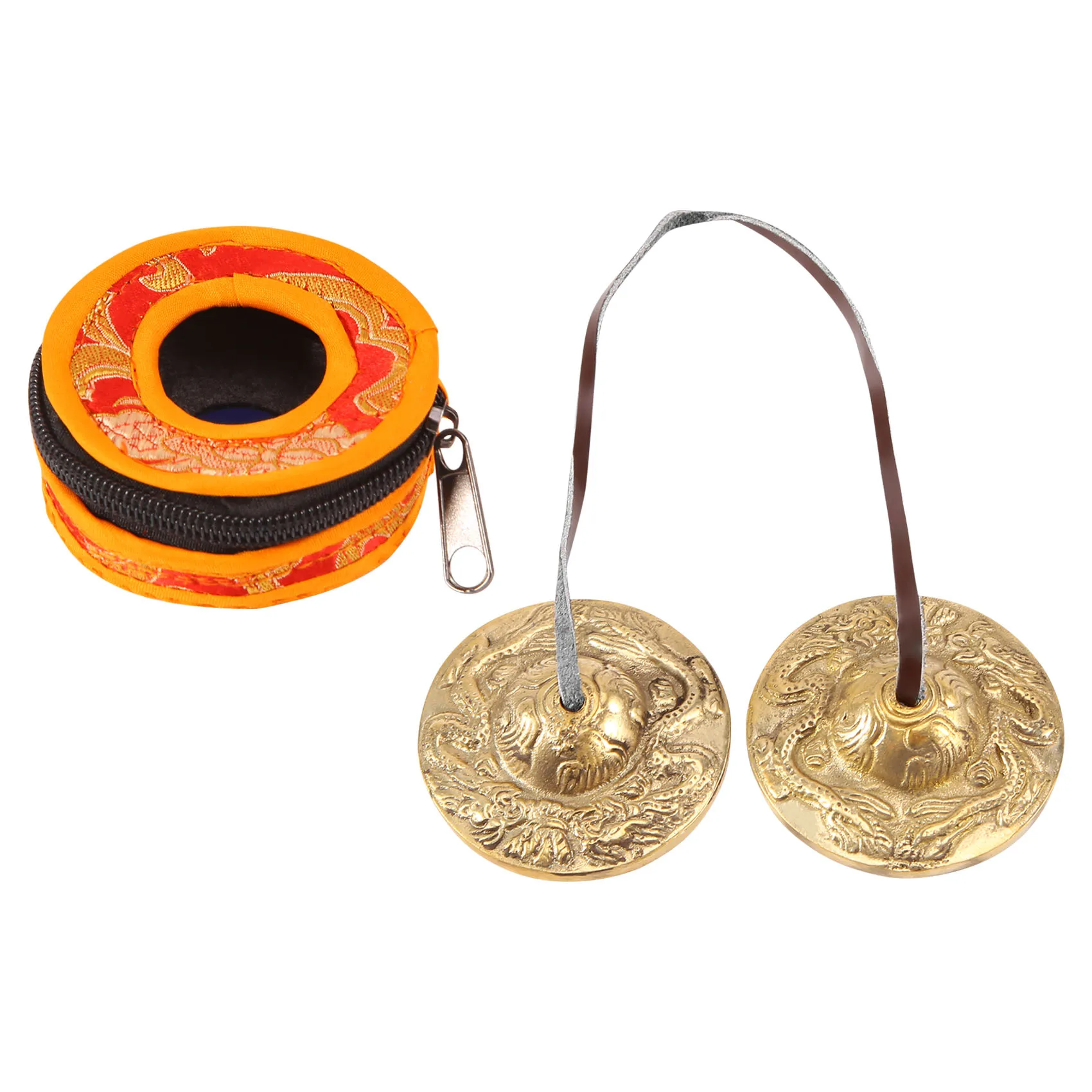 【STOCK】Yoga Cymbals Brass Cymbal Bell Chimes Tibetan Buddhist Style Meditation Yoga Accessory Instrument Cymbals,C