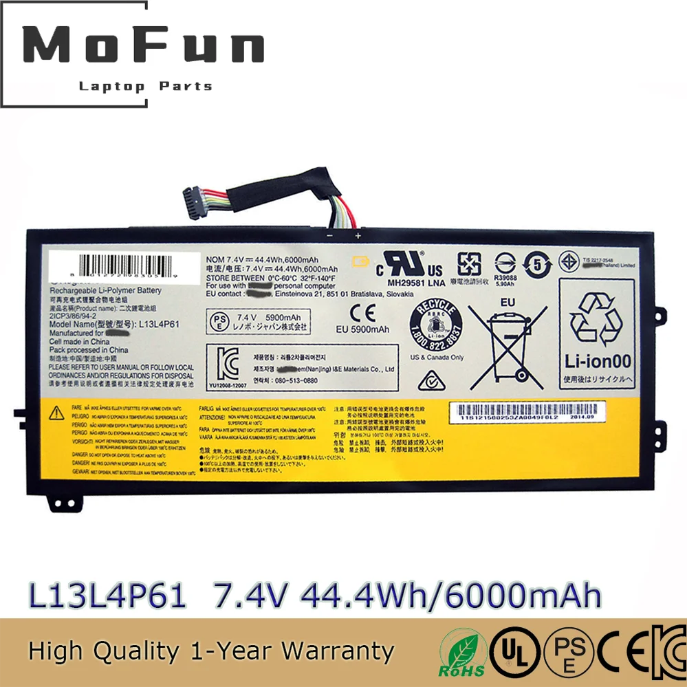 

Original L13L4P61 7.4V 6000mAh Laptop Battery for Lenovo ThinkPad Edge 15 Flex 2 Pro-15 2ICP3/86/94-2 L13S4P61