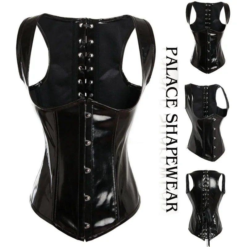 

Черный готический костюм, корсет Basque Cincher, бюстье, сексуальное бюстье из искусственной кожи из ПВХ, формирователь тела, корсеты в стиле стимпанк, нижнее белье