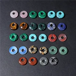 5PCS/lot Natural Stone Bead Big Hole Donut Shape Stone Charms For Jewelry Making DIY Women Earrings Necklace Child Pendant 18mm