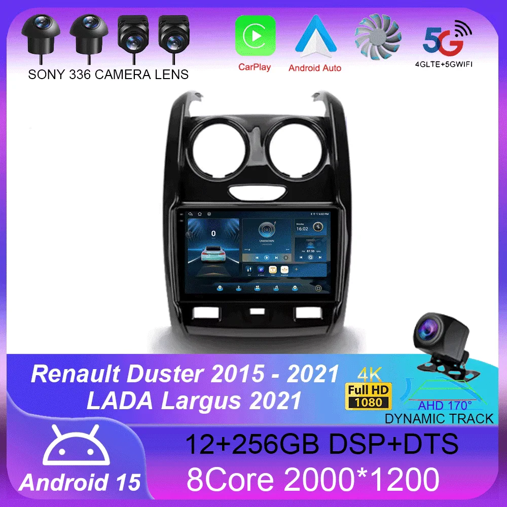 

For Renault Duster 2015-2021 For LADA Largus 2021Android15 Carplay Auto GPS Car Radio Navigation Multimedia Video Player Stereo