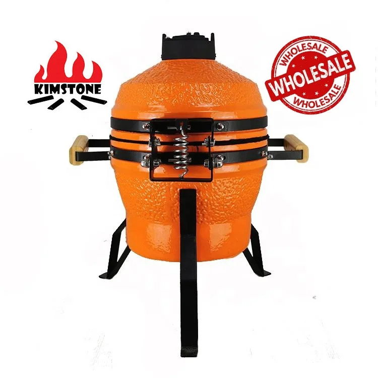 KIMSTONE 13-дюймовый коммерческий маленький мини-гриль-барбекю, уголь, портативный уличный гриль-барбекю, яйцо, керамический гриль Камадо с ручкой